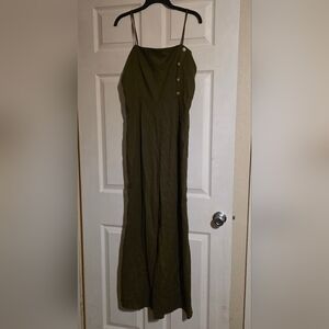 Papaya Olive Green Jumpsuit with Button Detail